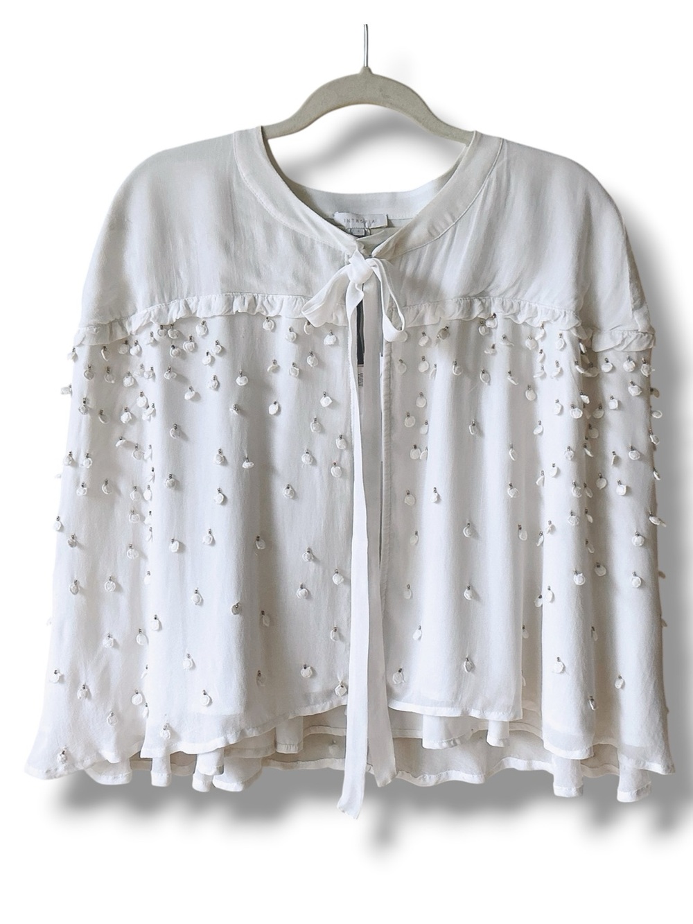 Hoss Intropia Embellished Cape Top in Off-White Size S NWT